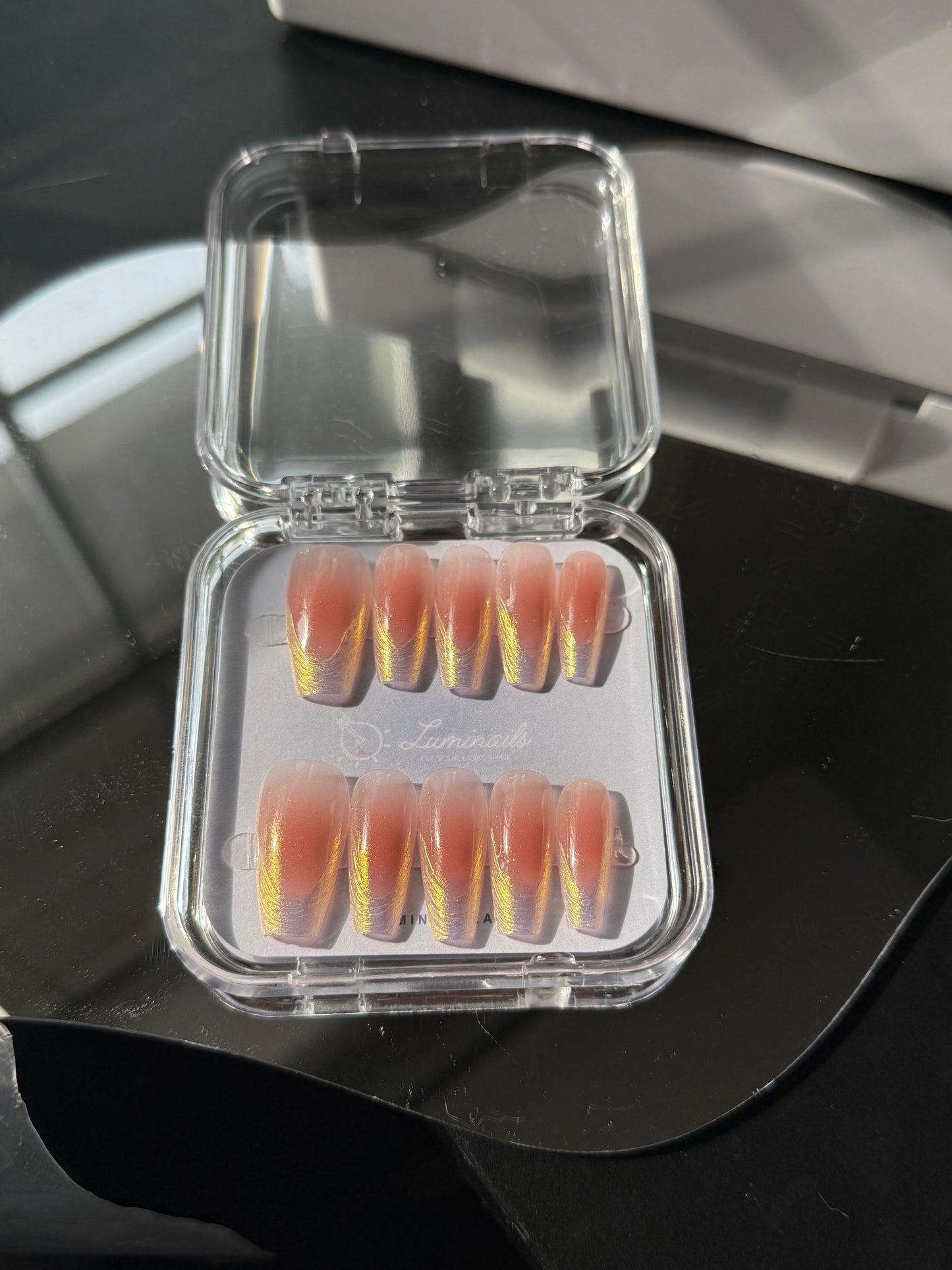 Blush Aurora French Glow Nails