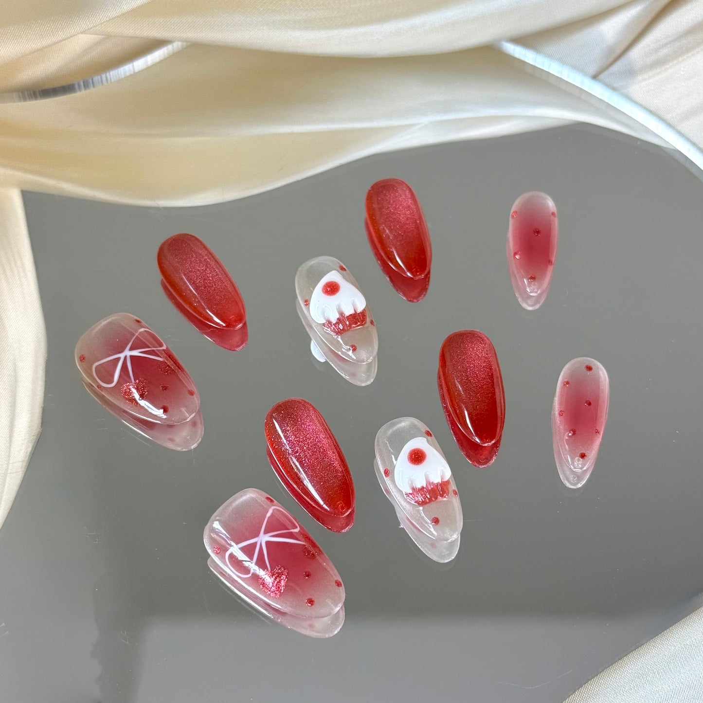Strawberry Cake Almond Nails