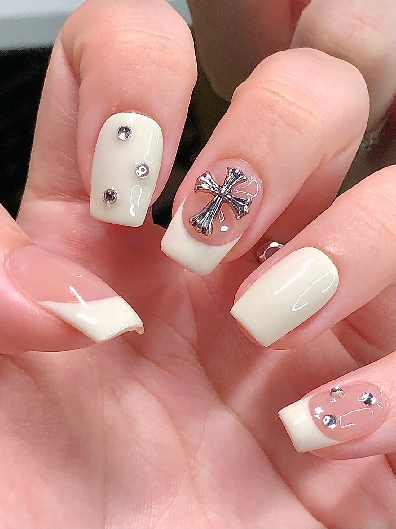Yogurt French with Heart Nails