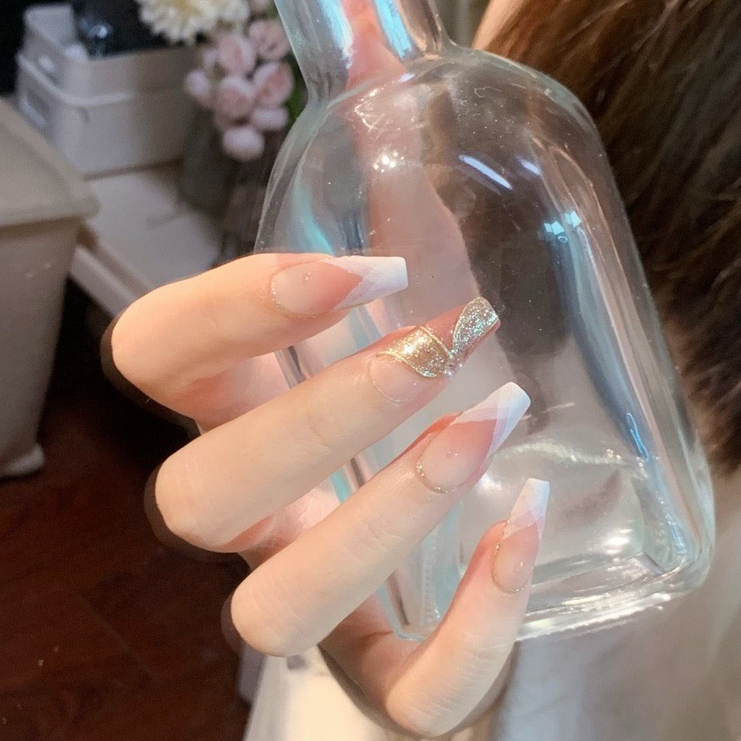 Golden Ribbon Dream Nails