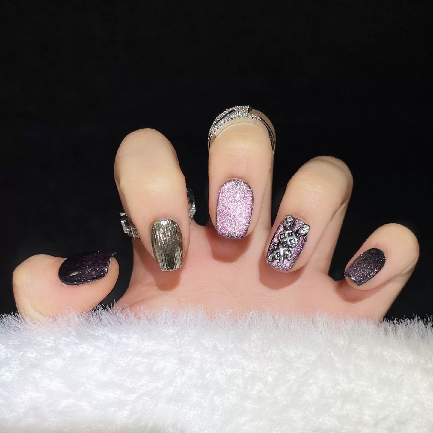 Midnight Bunny Nails