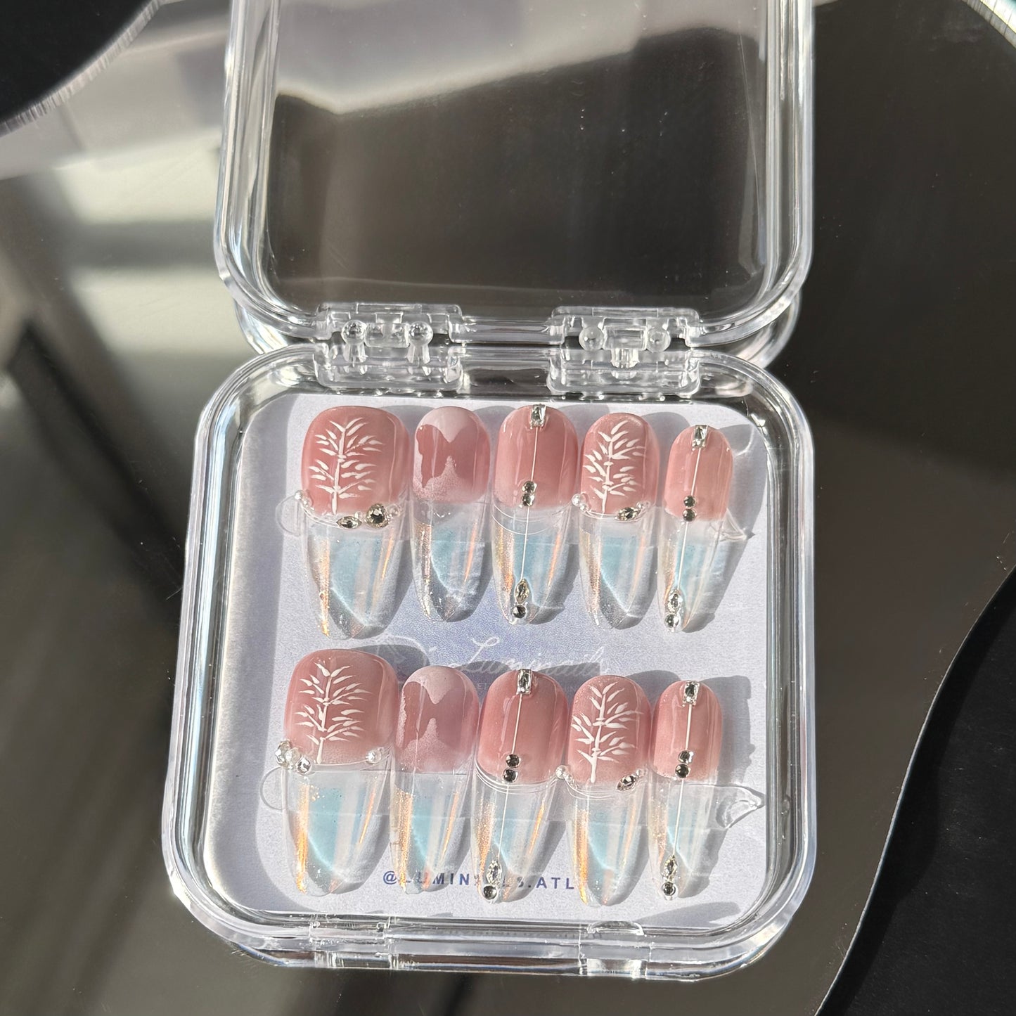 Pink Bamboo Nails