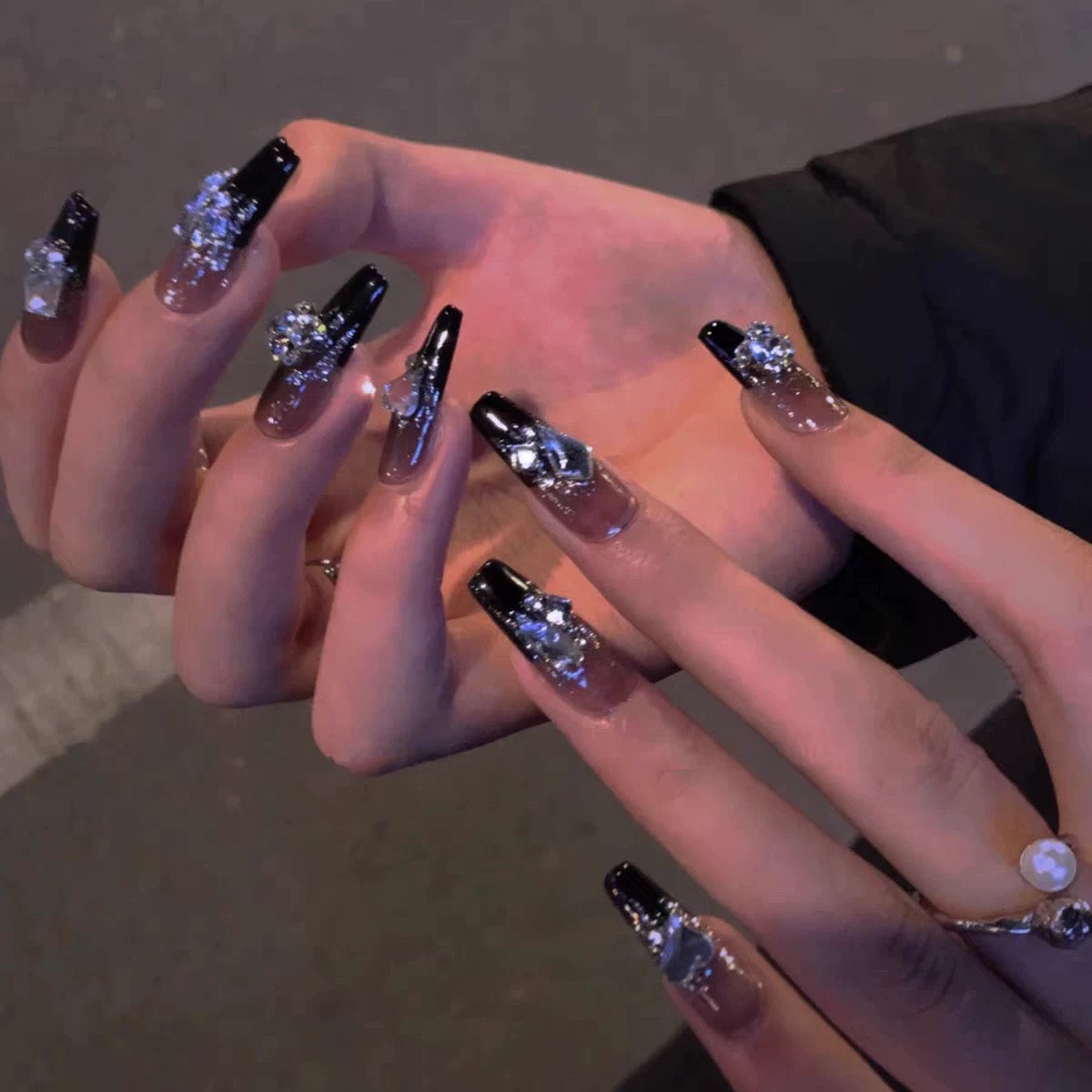 Spicy Black French Nails