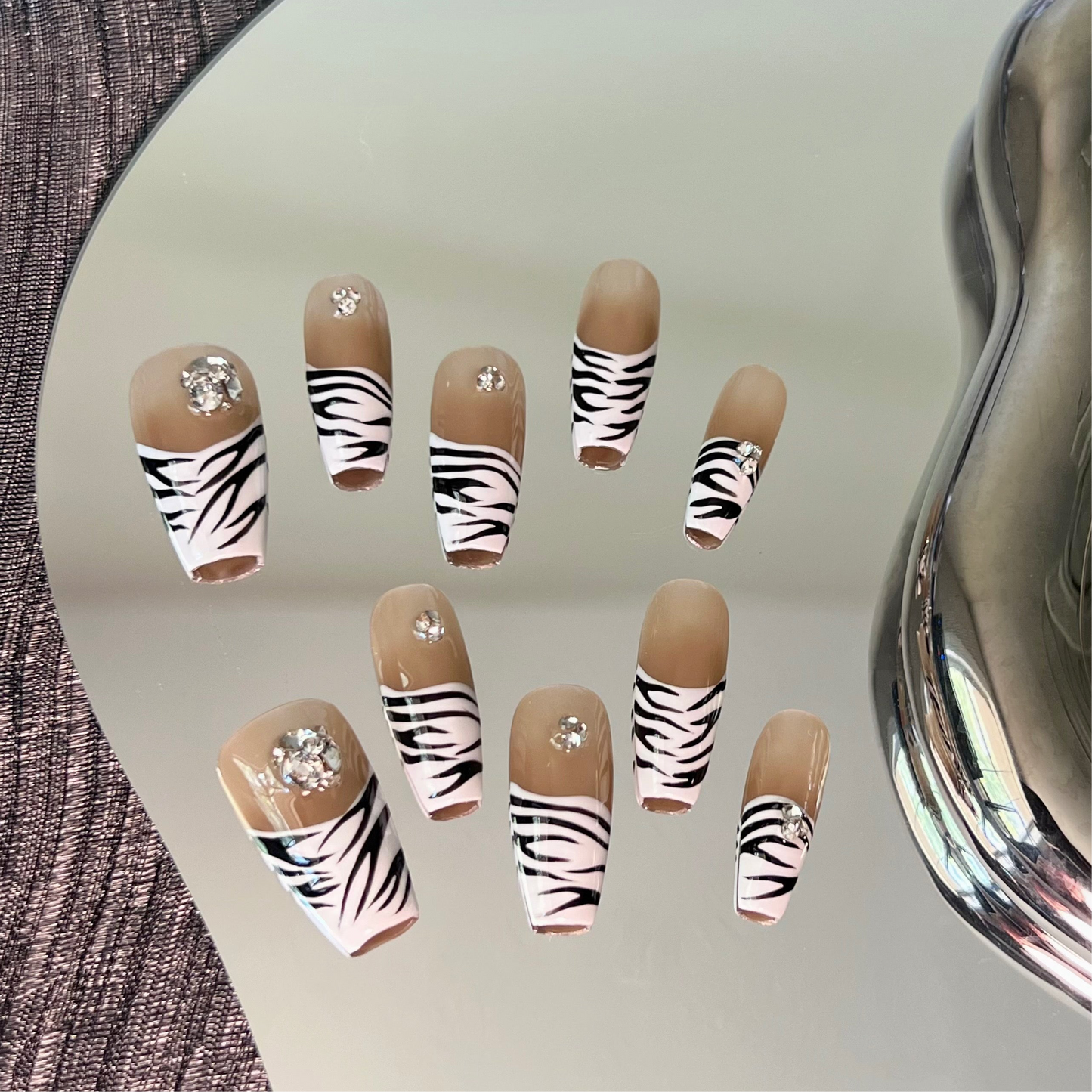 Zebra Chic French Tips Nails