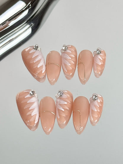 Nude Feather Nails