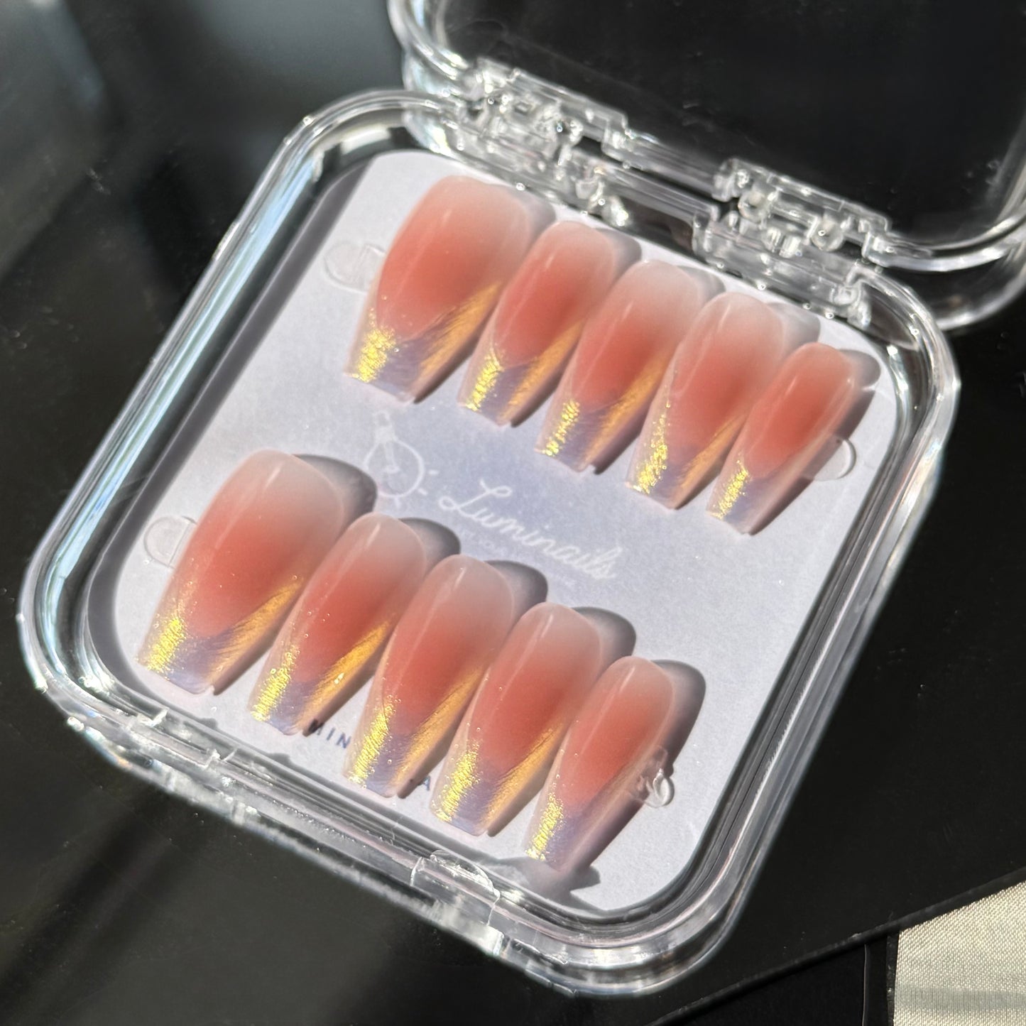 Blush Aurora French Glow Nails