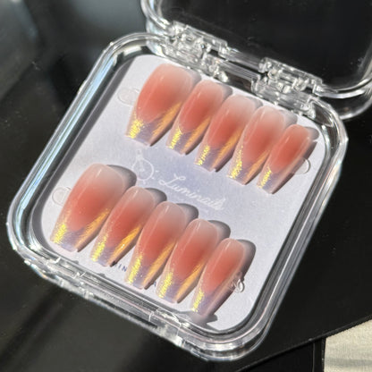 Blush Aurora French Glow Nails
