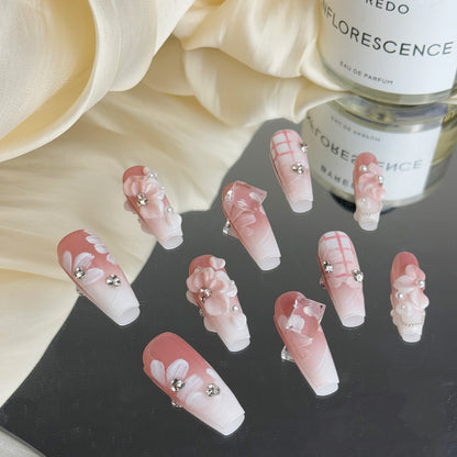 Pink Glazed Floral Nails