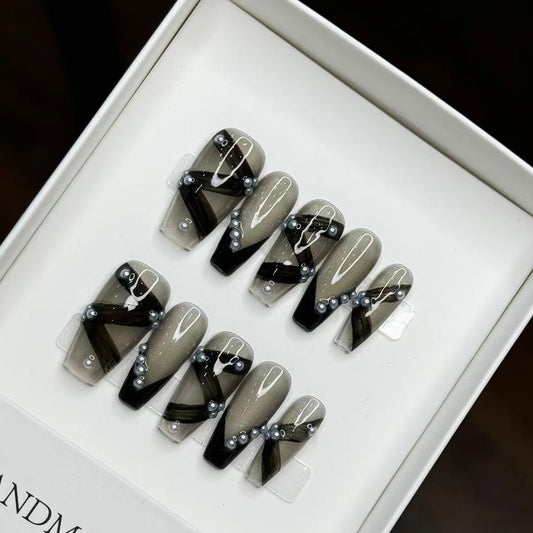 Black Ribbons Nails