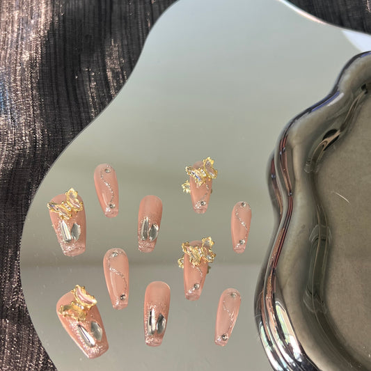 Glittering Butterfly Nails