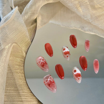 Strawberry Cake Almond Nails