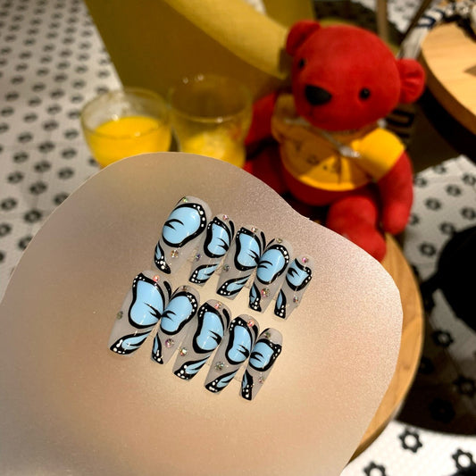 Blue Morpho Nails