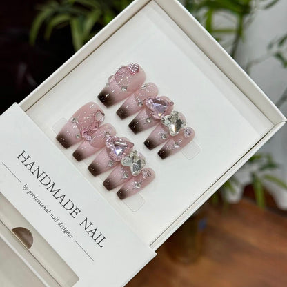 Ombre French Hearts Nails
