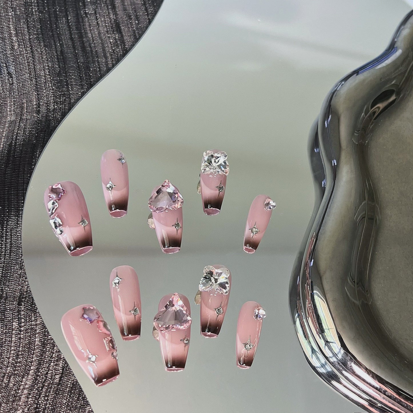 Ombre French Hearts Nails
