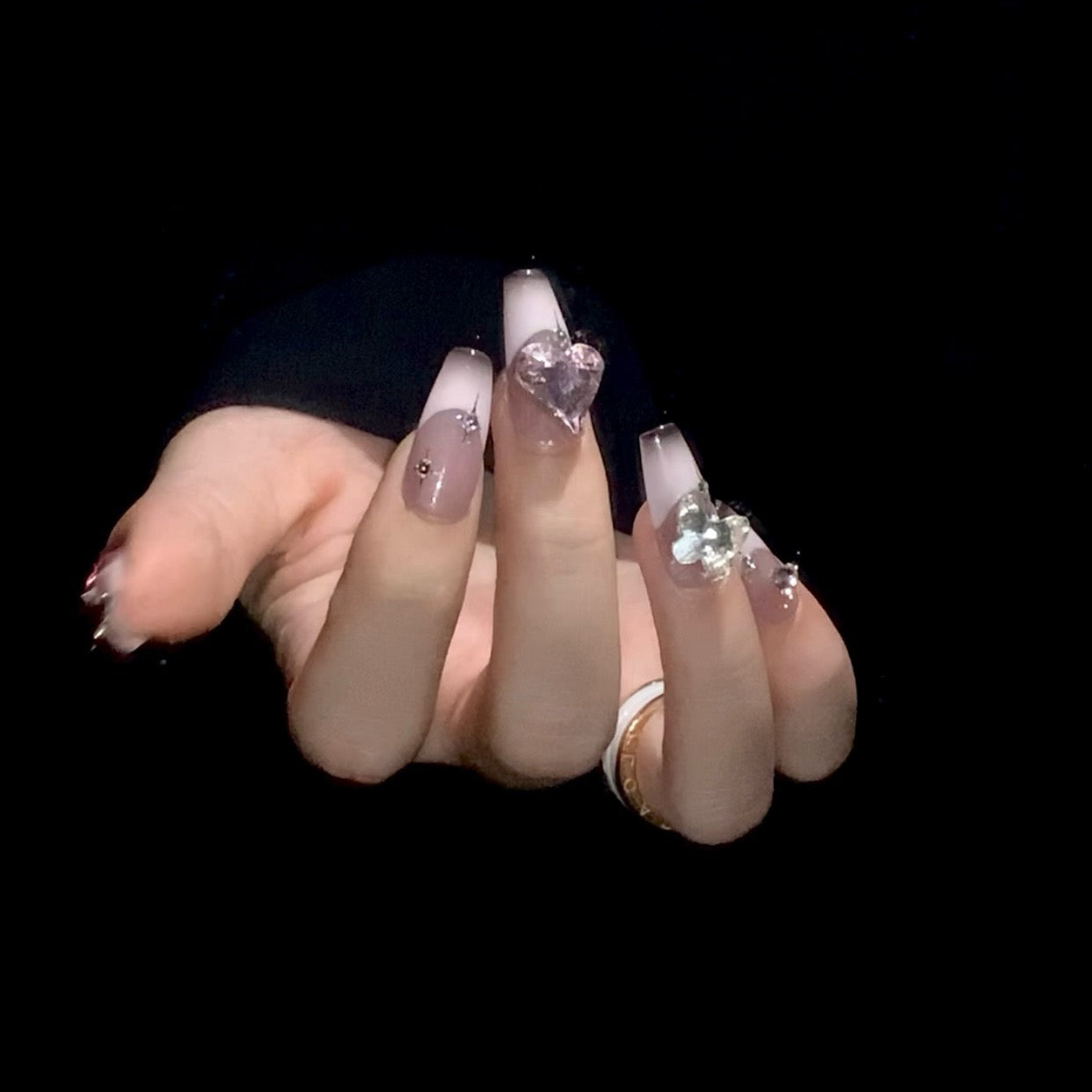 Ombre French Hearts Nails