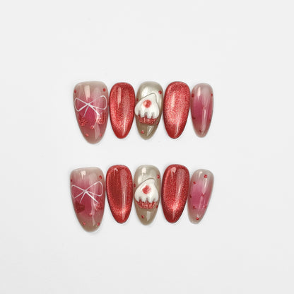 Strawberry Cake Almond Nails