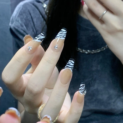 Zebra Chic French Tips Nails