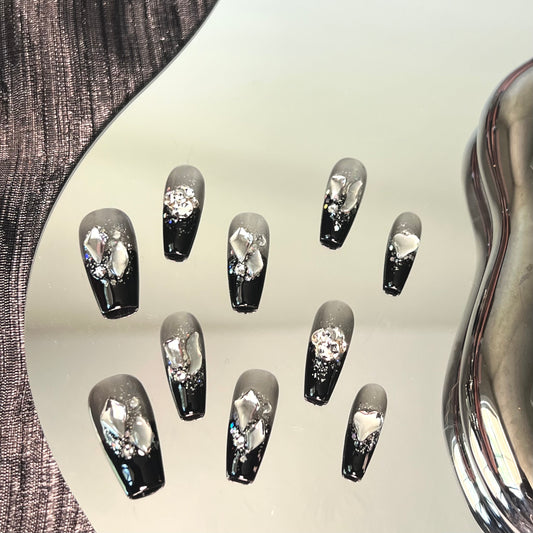 Spicy Black French Nails