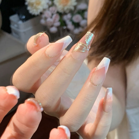Golden Ribbon Dream Nails