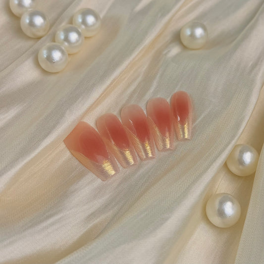 Blush Aurora French Glow Nails