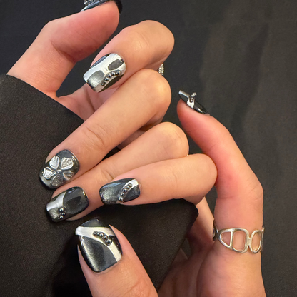 Dark Realm Blossom Nails - Short