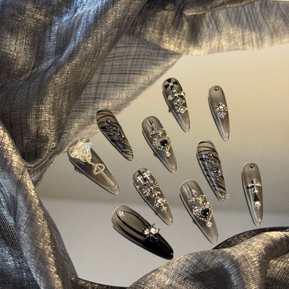 Heart Lock Stilletto Nails