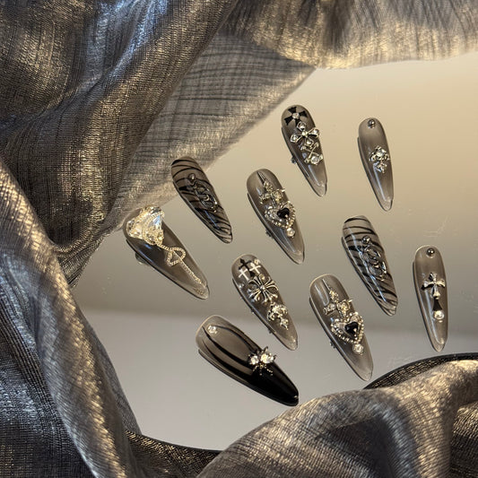 Heart Lock Stilletto Nails