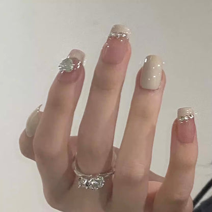 Yogurt White Heart Nails